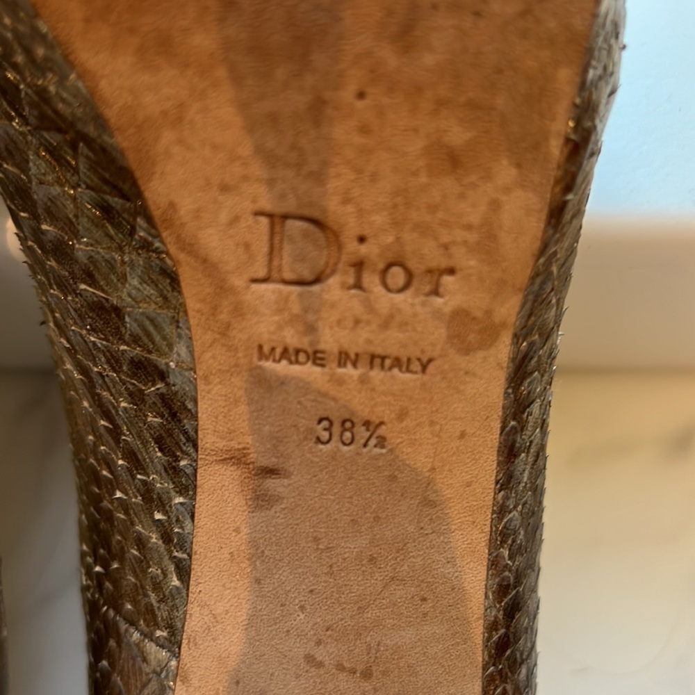 Christian Dior Snakeskin metallic peep toe pumps - Picture 5 of 7